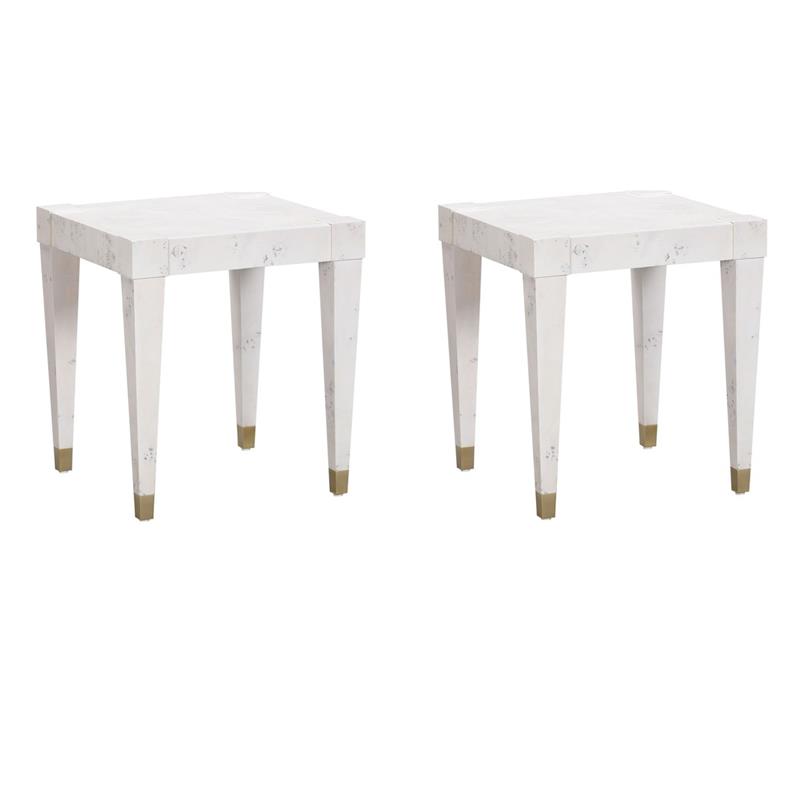 Pemberly Row Set of 2 Contemporary Engineered Wood End Tables in White