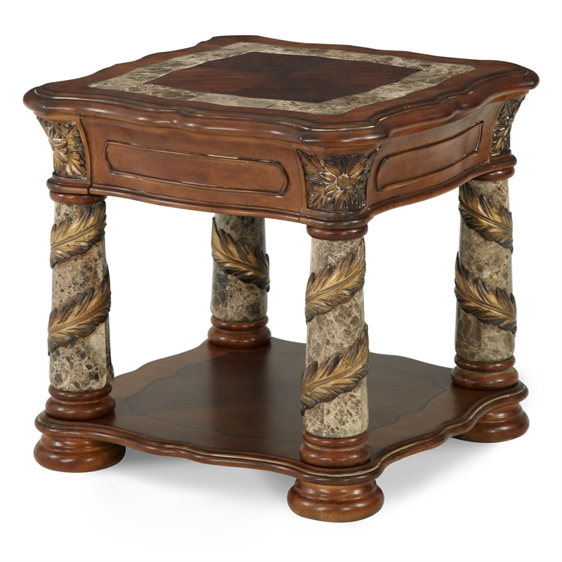 Pemberly Row Set of 2 Contemporary Wood End Tables - Classic Chestnut