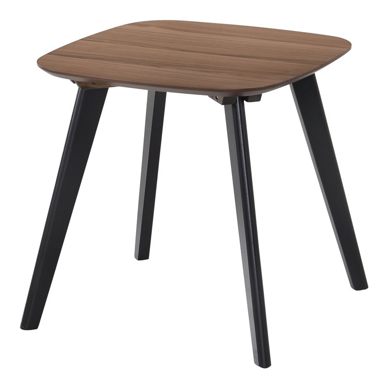Pemberly Row Set of 2 Solid End Tables with Powder Coated Black Legs in Walnut
