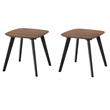 Pemberly Row Set of 2 Solid End Tables with Powder Coated Black Legs in Walnut