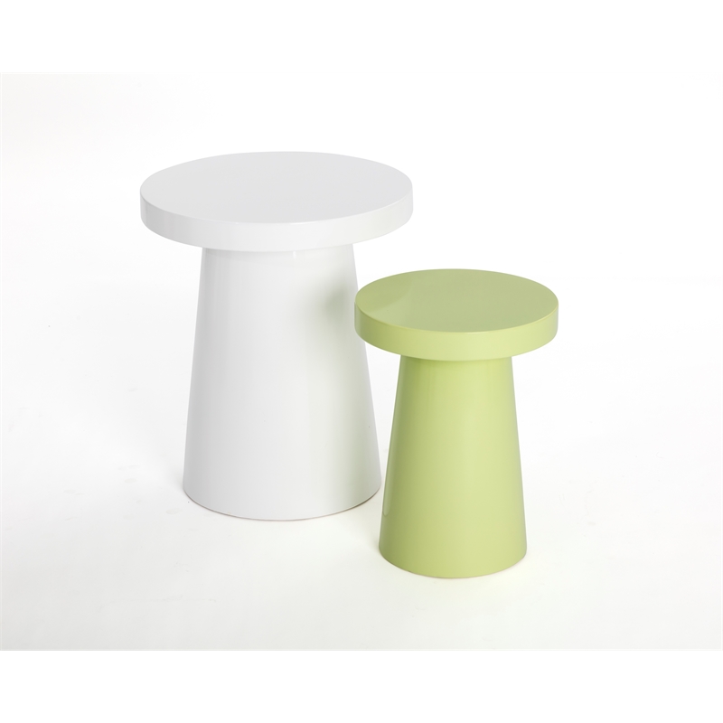 Pemberly Row Set of 2 Contemporary Concrete End Tables - Large - White