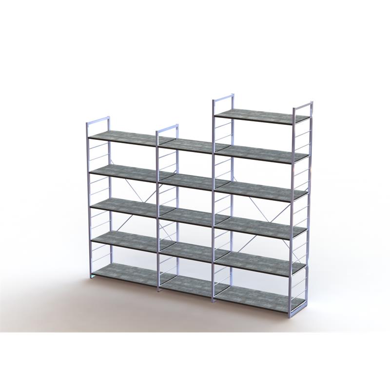 Pemberly Row Set of 2 Wood and Steel AdjusTables Bookcases in Brown