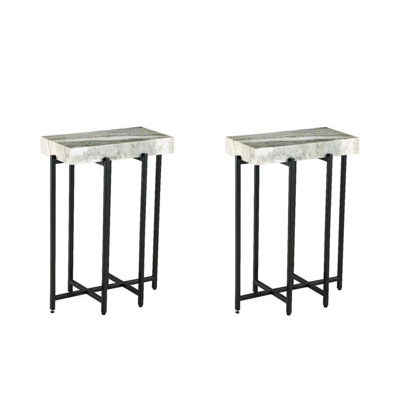Pemberly Row Set of 2 White Genuine Marble Top 24-
