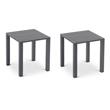 Pemberly Row Set of 2 Contemporary Outdoor Patio End Tables in Gray