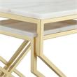 Pemberly Row Set of 2 Square Marble Top Nesting End Tables in Gold