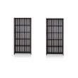 Pemberly Row Set of 2 Wood 5-Shelf Bookcases in Dark Gray and Black
