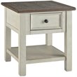 Pemberly Row Set of 2 Contemporary 1-Drawer End Tables in Antique White