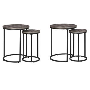 Pemberly Row Set of 2 2 Piece Nesting End Tables Set in Gray and Black
