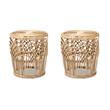 Pemberly Row Set of 2 Modern Bohemian Natural Browned Rattan End Tables