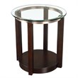 Pemberly Row Set of 2 Contemporary Glass Top End Tables in Espresso