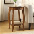 Pemberly Row Set of 2 Wooden Round End Tables with Bottom Shelf in Walnut