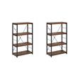Pemberly Row Set of 2 4-Shelf Wooden Bookcases in Weathered Oak