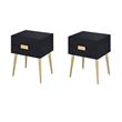 Pemberly Row Set of 2 Rectangular Wooden End Tables in Black and Gold