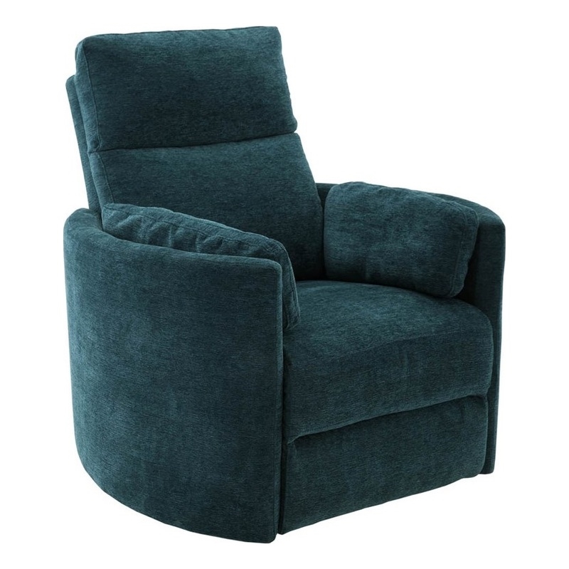 Pemberly Row Set of 2 Polyester Power Swivel Glider Recliner in Peacock Blue