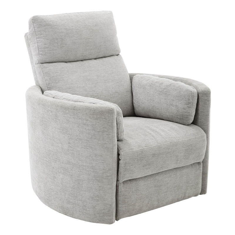 Pemberly Row Set of 2 Polyester Power Swivel Glider Recliner in Mineral White