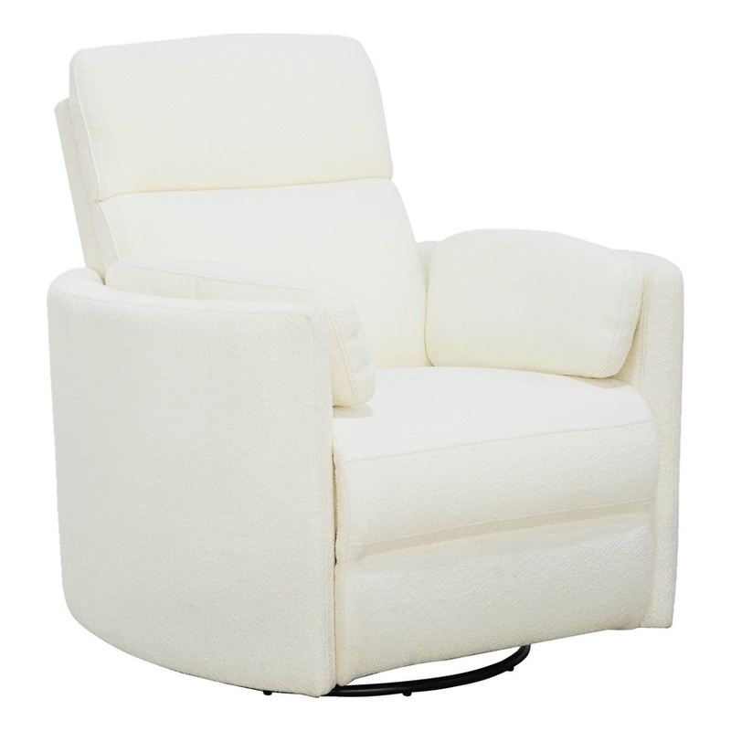 Pemberly Row Set of 2 Fabric Power Swivel Glider Recliner in Revel Oyster/White
