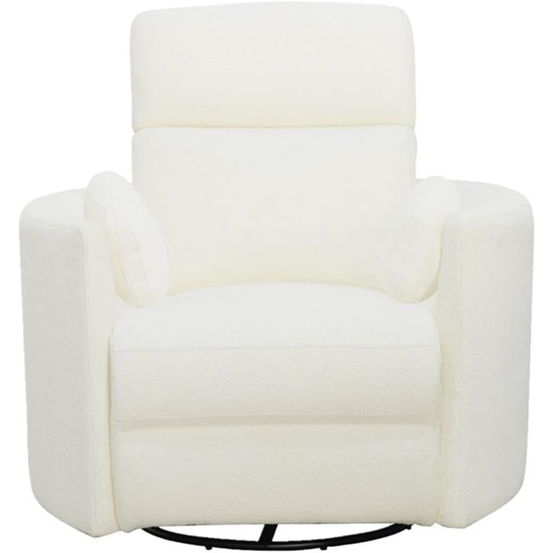 Pemberly Row Set of 2 Fabric Power Swivel Glider Recliner in Revel Oyster/White