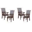 Pemberly Row Set of 4 Wood Dining Room Arm Chairs in Brown Cherry
