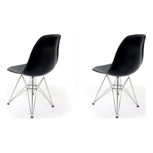 Pemberly Row Contemporary Dining Chair in Matte Black (Set of 2)