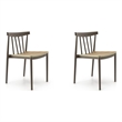 Pemberly Row Dining Chair with Molded Plastic Seat in Gray (Set of 2)