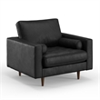 Pemberly Row Contemporary Upholstered Leather Arm Chair in Black
