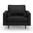 Pemberly Row Contemporary Upholstered Leather Arm Chair in Black