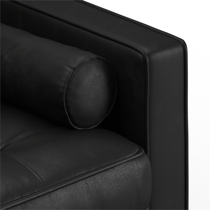 Pemberly Row Contemporary Upholstered Leather Arm Chair in Black