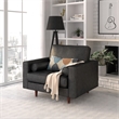 Pemberly Row Contemporary Upholstered Leather Arm Chair in Black