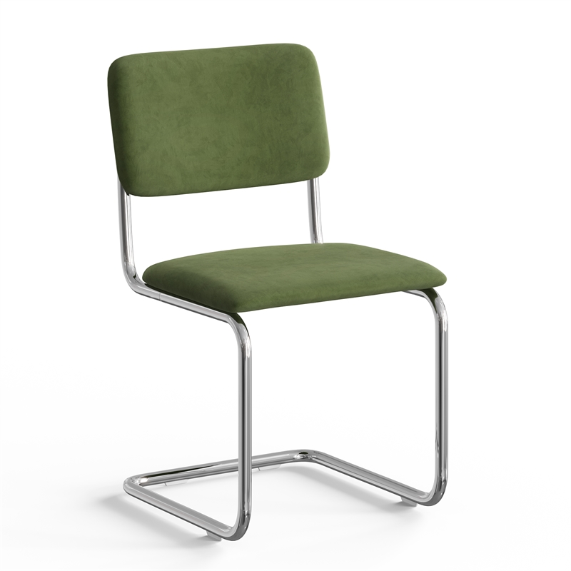 Pemberly Row Contemporary Velvet Side Chair (Set Of 2) in Forest