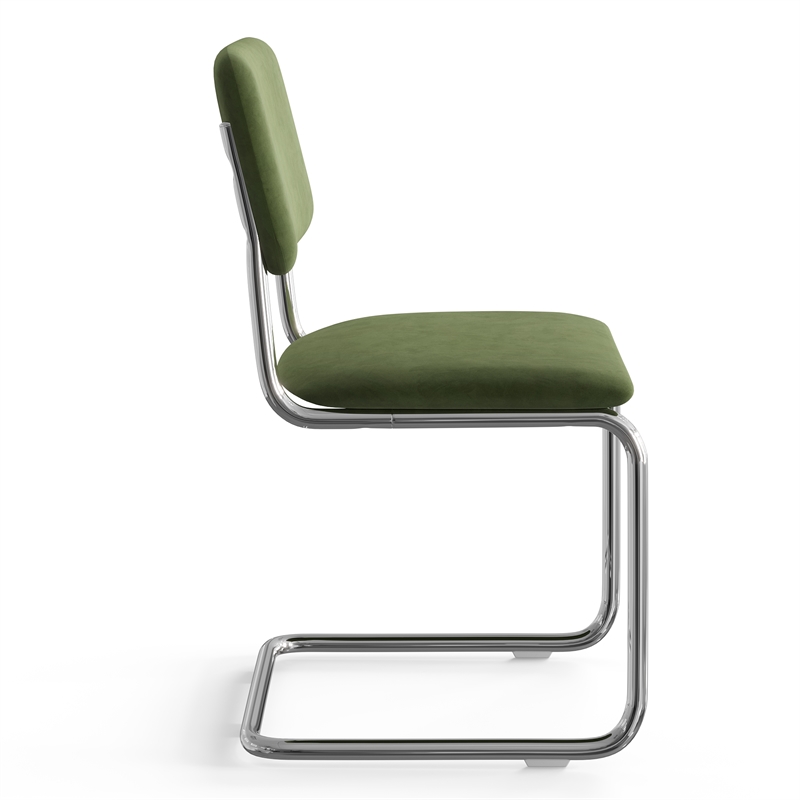 Pemberly Row Contemporary Velvet Side Chair (Set Of 2) in Forest