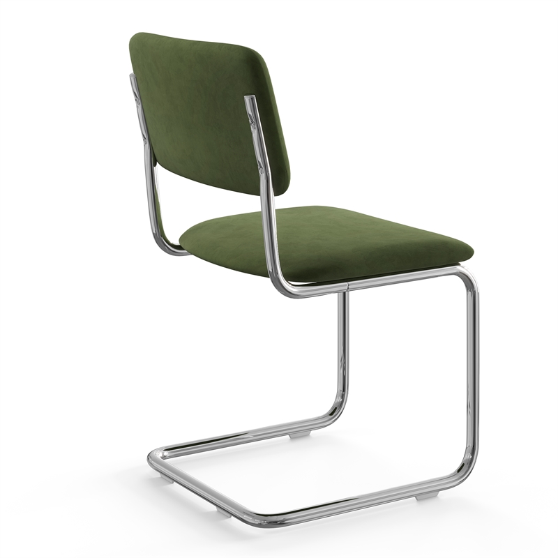 Pemberly Row Contemporary Velvet Side Chair (Set Of 2) in Forest