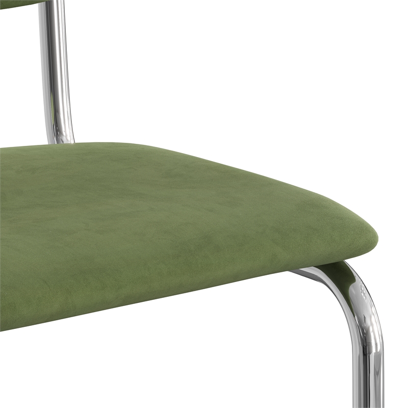 Pemberly Row Contemporary Velvet Side Chair (Set Of 2) in Forest