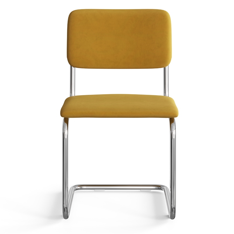 Pemberly Row Contemporary Velvet Side Chair (Set Of 2) in Gold