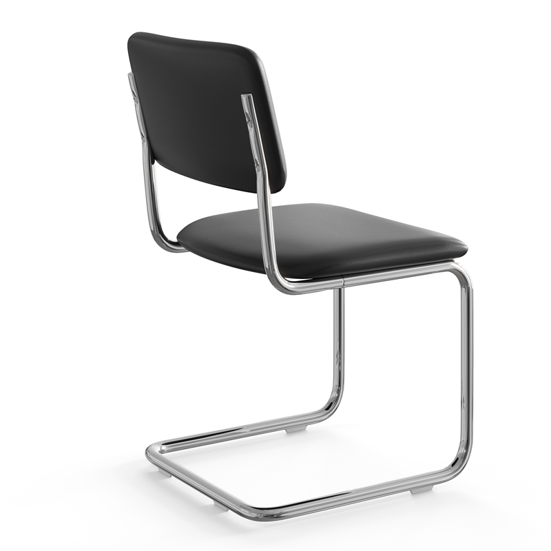 Pemberly Row Modern Vegan Leather Side Chair (Set Of 2) in Black