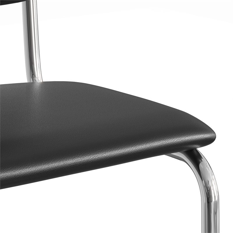 Pemberly Row Modern Vegan Leather Side Chair (Set Of 2) in Black