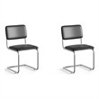 Pemberly Row Modern Vegan Leather Side Chair (Set Of 2) in Black