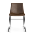 Pemberly Row Vegan Leather Side Chairs with Black Legs (Set of 2) in Dark Wood