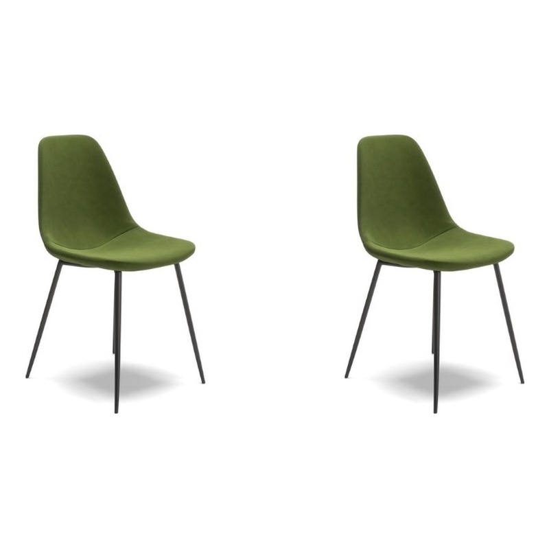 Pemberly Row Performance Velvet Side Chairs (Set of 2) in Forest