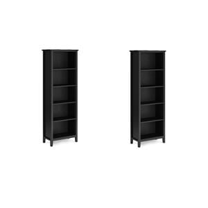 Pemberly Row Set of 2 Solid Wood 72&quot x 26&quot 5-Shelf Bookcases in Black