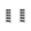Pemberly Row Set of 2 5-Shelf Bookcases in Pure White and Modern Gray