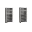 Pemberly Row Set of 2 5-Shelf Bookcases in Modern Gray - Engineered Wood