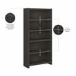 Pemberly Row Set of 2 5-Shelf Bookcases in Charcoal Maple - Engineered Wood