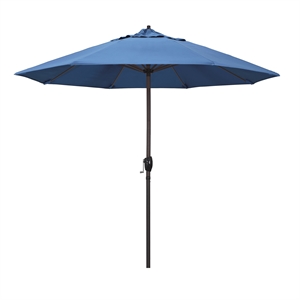 Pemberly Row 9' Tilt Crank Lift Patio Umbrella in Frost Blue