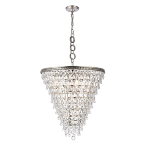 Pemberly Row Contemporary 24&quot 7 Light Royal Crystal Pendant Lamp