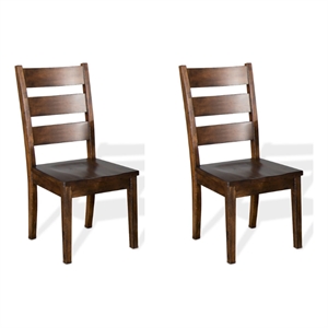 Pemberly Row 40&quot Mahogany Wood Ladderback Chair in Medium Brown (Set of 2)