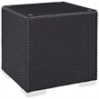 Pemberly Row Aluminum and Rattan Patio Side Table in Espresso