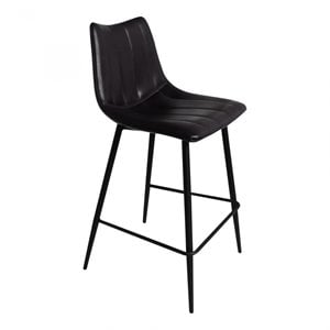 Pemberly Row 26&quot Faux Leather Counter Stools in Black (Set of 2)