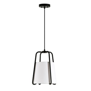 Pemberly Row Modern 11&quot Blackened Bronze Metal/Fabric Pendant