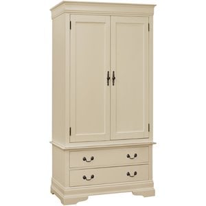 Pemberly Row Contemporary Engineered Wood 2 Drawer Armoire in Beige