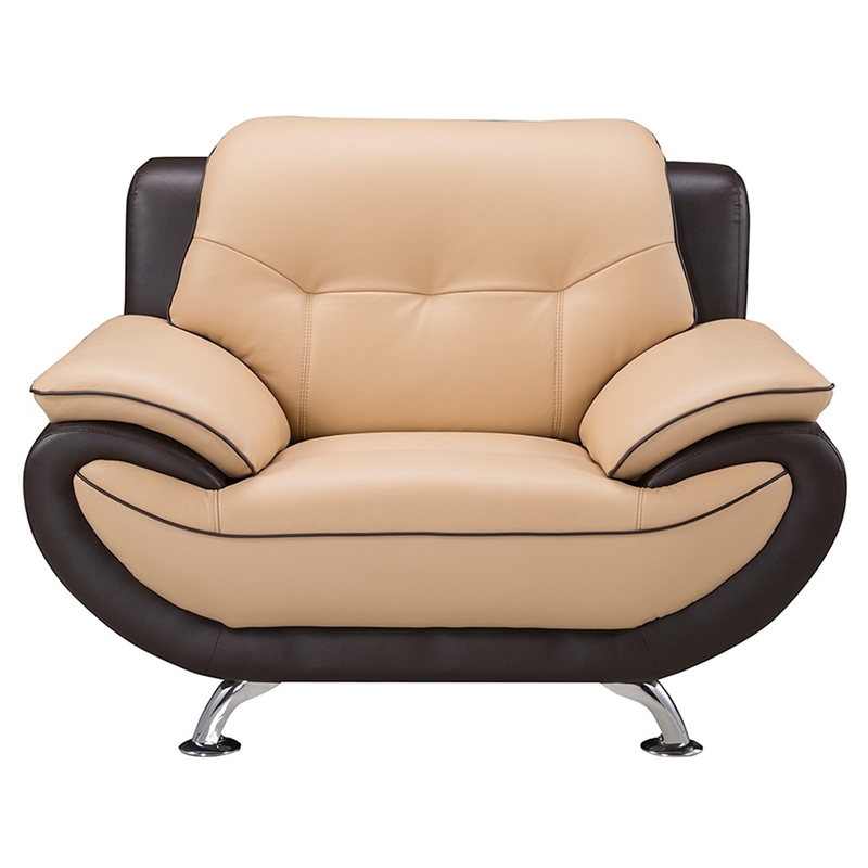 Pemberly Row Yellow Brown and Brown Color With Genuine Leather Chair